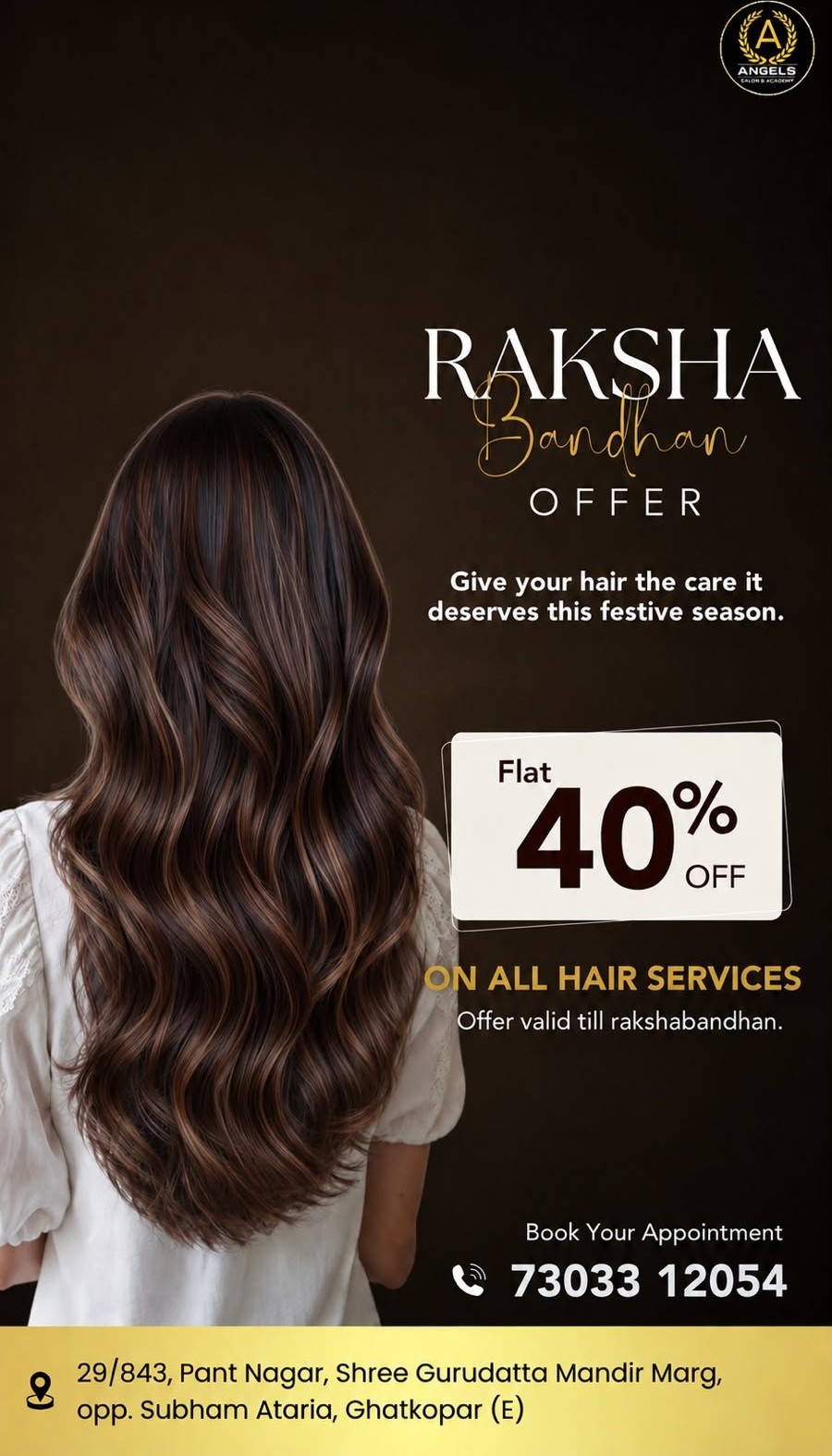 Flat 40% Off Hair Services offer banner