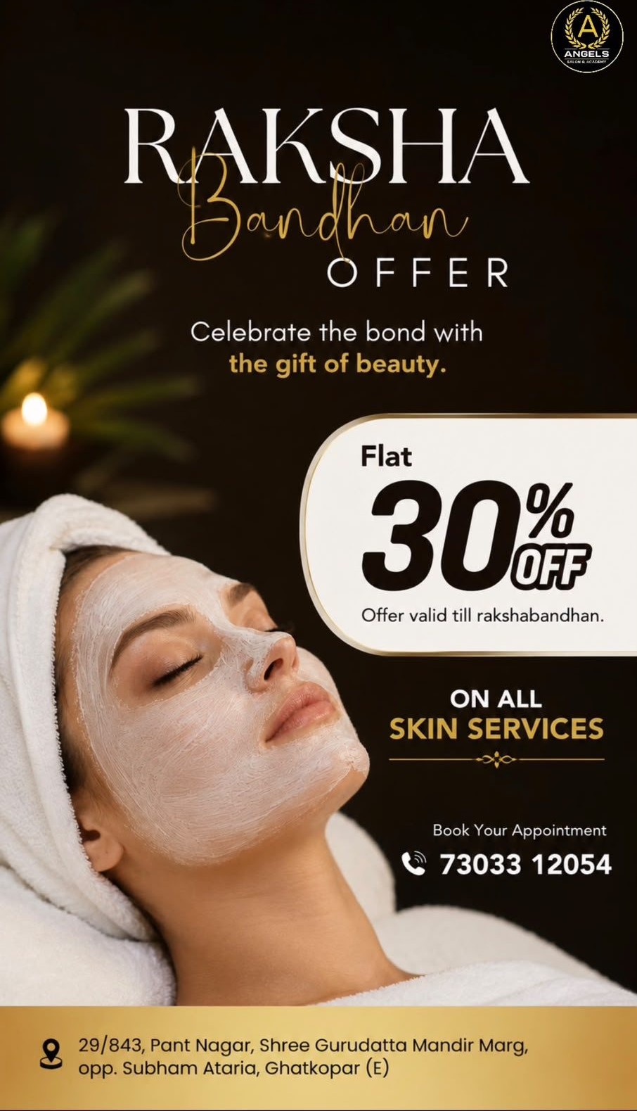 Flat 30% Off All Skin Services official poster at Angel Salon